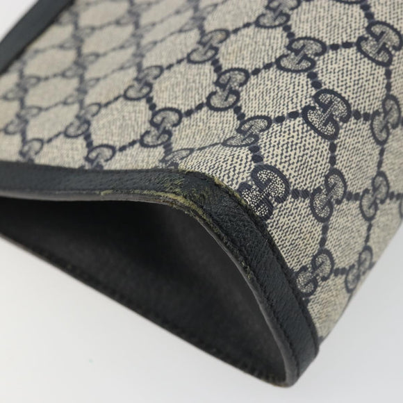 GUCCI GG Supreme Sherry Line Clutch Bag PVC Navy 89 01 033 Auth 175774