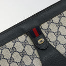 GUCCI GG Supreme Sherry Line Clutch Bag PVC Navy 89 01 033 Auth 175774-8