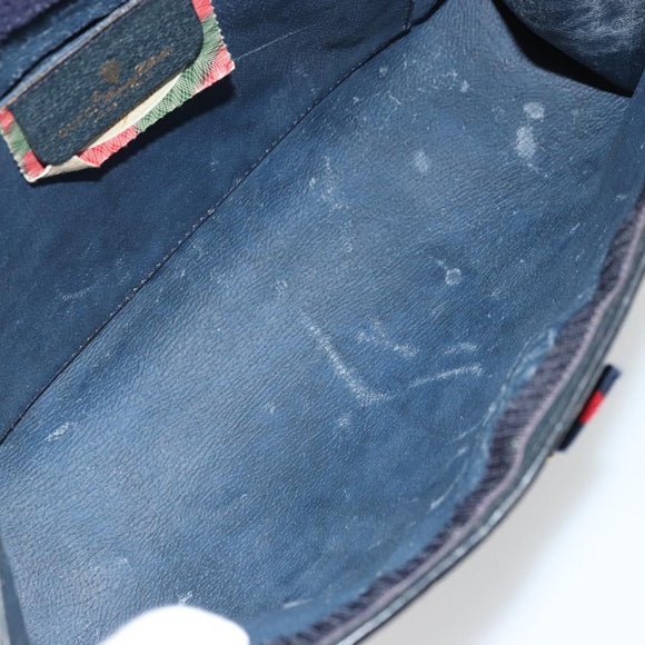 GUCCI GG Supreme Sherry Line Clutch Bag PVC Navy 89 01 033 Auth 175774