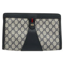 GUCCI GG Supreme Sherry Line Clutch Bag PVC Navy 89 01 033 Auth 175774-13