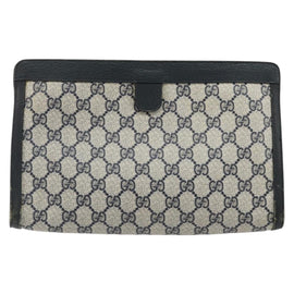 GUCCI GG Supreme Sherry Line Clutch Bag PVC Navy 89 01 033 Auth 175774 - 0