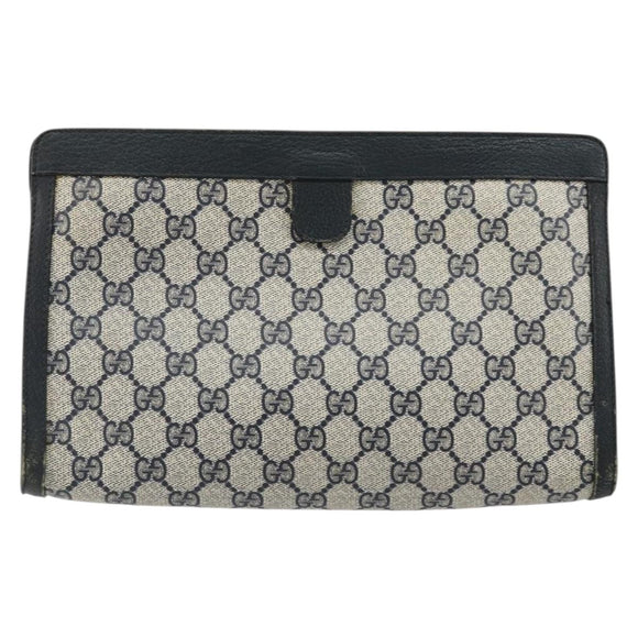 GUCCI GG Supreme Sherry Line Clutch Bag PVC Navy 89 01 033 Auth 175774
