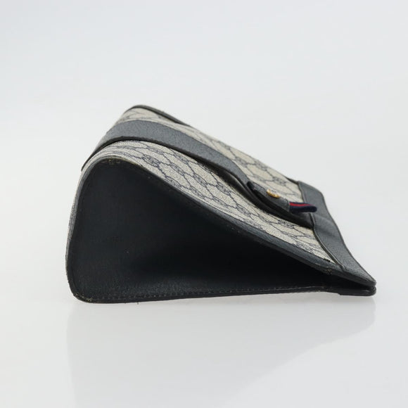 GUCCI GG Supreme Sherry Line Clutch Bag PVC Navy 89 01 033 Auth 175774