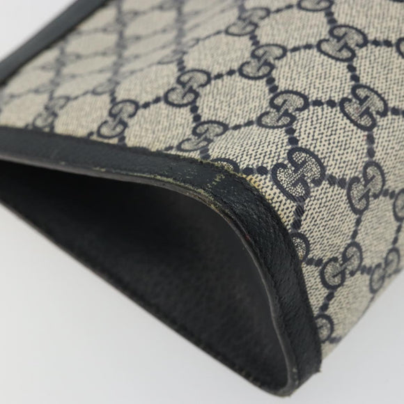 GUCCI GG Supreme Sherry Line Clutch Bag PVC Navy 89 01 033 Auth 175774