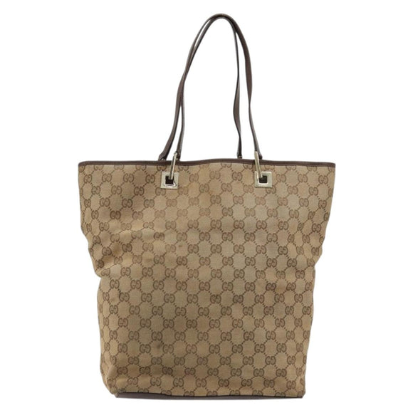 GUCCI GG Canvas Tote Bag Beige Gold 001 1098 Auth 175775