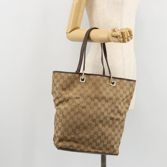 GUCCI GG Canvas Tote Bag Beige Gold 001 1098 Auth 175775
