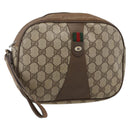 GUCCI GG Supreme Web Sherry Line Clutch Bag PVC Beige Gold 89 01 034 Auth 175777-1