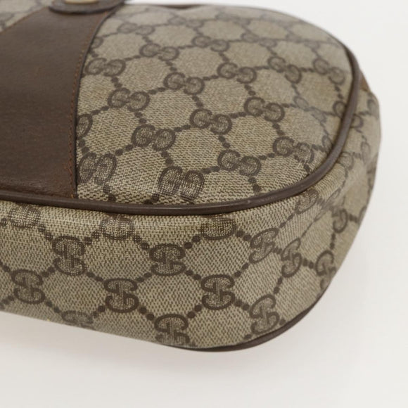 GUCCI GG Supreme Web Sherry Line Clutch Bag PVC Beige Gold 89 01 034 Auth 175777