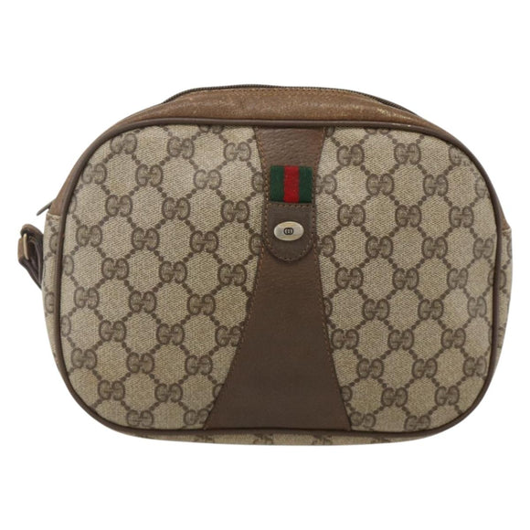 GUCCI GG Supreme Web Sherry Line Clutch Bag PVC Beige Gold 89 01 034 Auth 175777