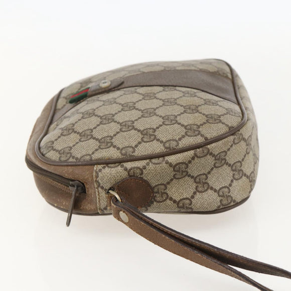 GUCCI GG Supreme Web Sherry Line Clutch Bag PVC Beige Gold 89 01 034 Auth 175777