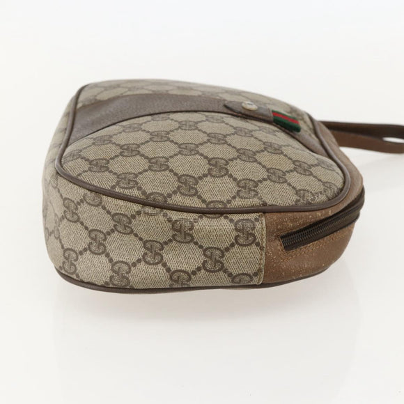 GUCCI GG Supreme Web Sherry Line Clutch Bag PVC Beige Gold 89 01 034 Auth 175777