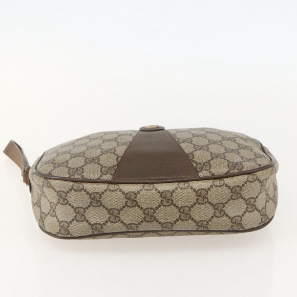 GUCCI GG Supreme Web Sherry Line Clutch Bag PVC Beige Gold 89 01 034 Auth 175777