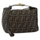 FENDI Zucca Canvas Vanity Hand Bag Brown Black Auth 175779-1