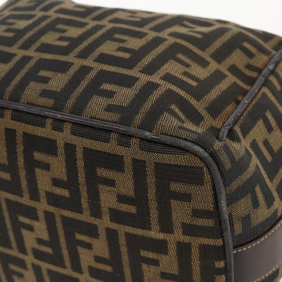 FENDI Zucca Canvas Vanity Hand Bag Brown Black Auth 175779