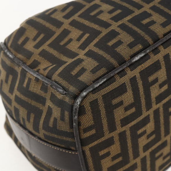 FENDI Zucca Canvas Vanity Hand Bag Brown Black Auth 175779