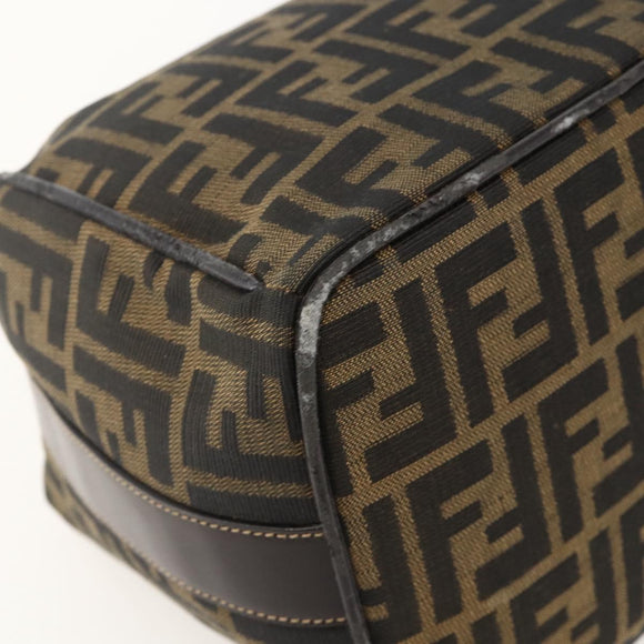 FENDI Zucca Canvas Vanity Hand Bag Brown Black Auth 175779