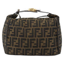 FENDI Zucca Canvas Vanity Hand Bag Brown Black Auth 175779-2