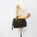 FENDI Zucca Canvas Vanity Hand Bag Brown Black Auth 175779-23