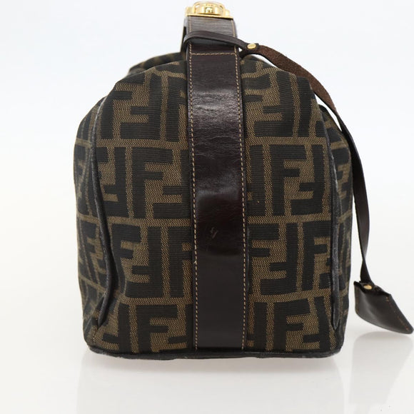 FENDI Zucca Canvas Vanity Hand Bag Brown Black Auth 175779