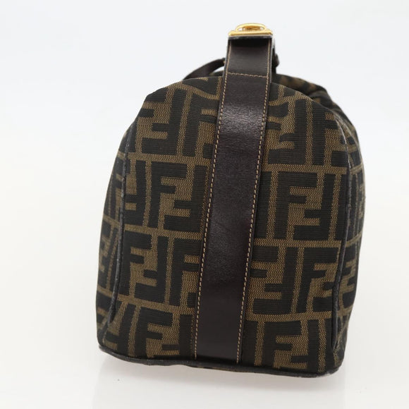 FENDI Zucca Canvas Vanity Hand Bag Brown Black Auth 175779