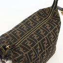 FENDI Zucca Canvas Vanity Hand Bag Brown Black Auth 175779-8