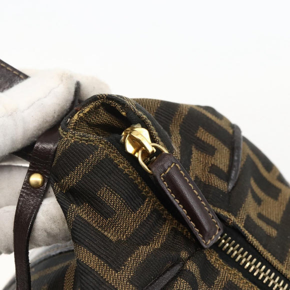 FENDI Zucca Canvas Vanity Hand Bag Brown Black Auth 175779