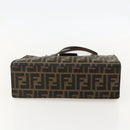 FENDI Zucca Canvas Mamma Baguette Shoulder Bag Brown Black Auth 175781-10
