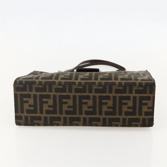 FENDI Zucca Canvas Mamma Baguette Shoulder Bag Brown Black Auth 175781