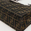FENDI Zucca Canvas Mamma Baguette Shoulder Bag Brown Black Auth 175781-11