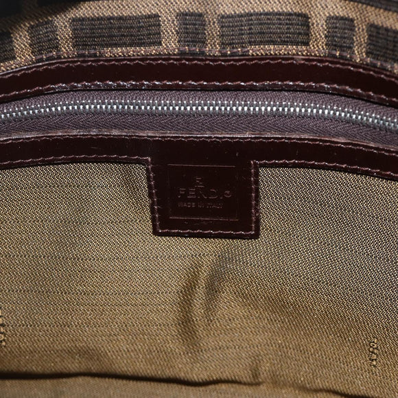 FENDI Zucca Canvas Mamma Baguette Shoulder Bag Brown Black Auth 175781