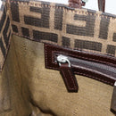 FENDI Zucca Canvas Mamma Baguette Shoulder Bag Brown Black Auth 175781-20