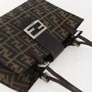 FENDI Zucca Canvas Mamma Baguette Shoulder Bag Brown Black Auth 175781-6