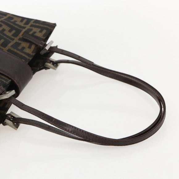 FENDI Zucca Canvas Mamma Baguette Shoulder Bag Brown Black Auth 175781