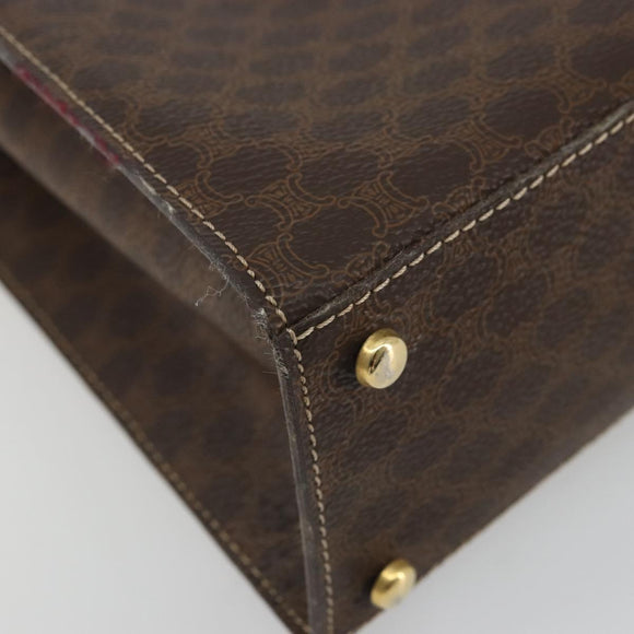 CELINE Macadam Canvas Hand Bag PVC Leather Brown Gold Auth 175784