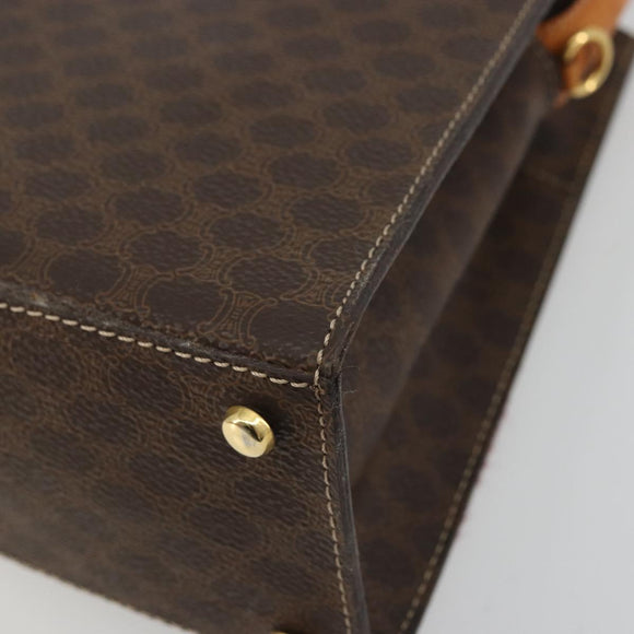 CELINE Macadam Canvas Hand Bag PVC Leather Brown Gold Auth 175784