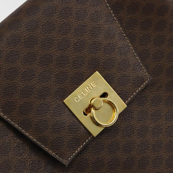 CELINE Macadam Canvas Hand Bag PVC Leather Brown Gold Auth 175784