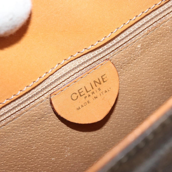 CELINE Macadam Canvas Hand Bag PVC Leather Brown Gold Auth 175784