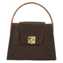 CELINE Macadam Canvas Hand Bag PVC Leather Brown Gold Auth 175784-13