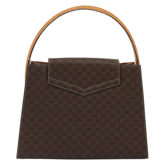 CELINE Macadam Canvas Hand Bag PVC Leather Brown Gold Auth 175784