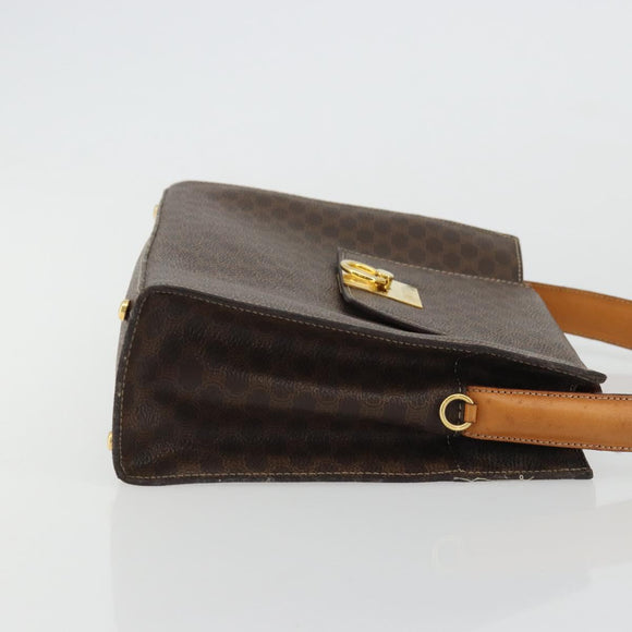 CELINE Macadam Canvas Hand Bag PVC Leather Brown Gold Auth 175784