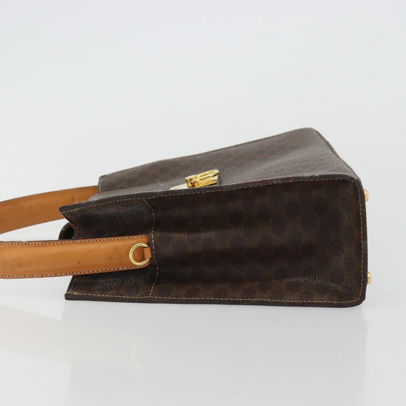 CELINE Macadam Canvas Hand Bag PVC Leather Brown Gold Auth 175784
