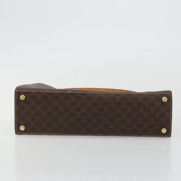 CELINE Macadam Canvas Hand Bag PVC Leather Brown Gold Auth 175784