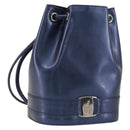 Salvatore Ferragamo Vala Backpack Patent leather Navy Silver Auth 175785-1