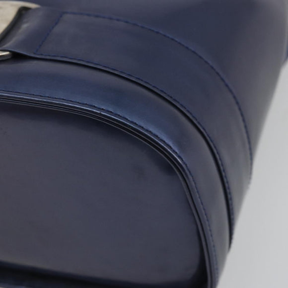 Salvatore Ferragamo Vala Backpack Patent leather Navy Silver Auth 175785