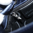 Salvatore Ferragamo Vala Backpack Patent leather Navy Silver Auth 175785-21