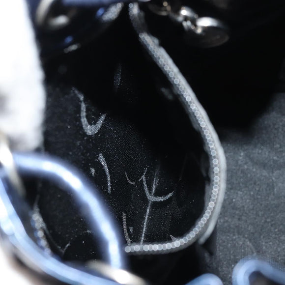 Salvatore Ferragamo Vala Backpack Patent leather Navy Silver Auth 175785