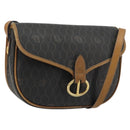 Christian Dior Honeycomb Canvas Shoulder Bag PVC Black Gold Auth 175786-1