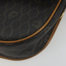 Christian Dior Honeycomb Canvas Shoulder Bag PVC Black Gold Auth 175786-10