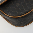 Christian Dior Honeycomb Canvas Shoulder Bag PVC Black Gold Auth 175786-11