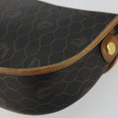 Christian Dior Honeycomb Canvas Shoulder Bag PVC Black Gold Auth 175786-12